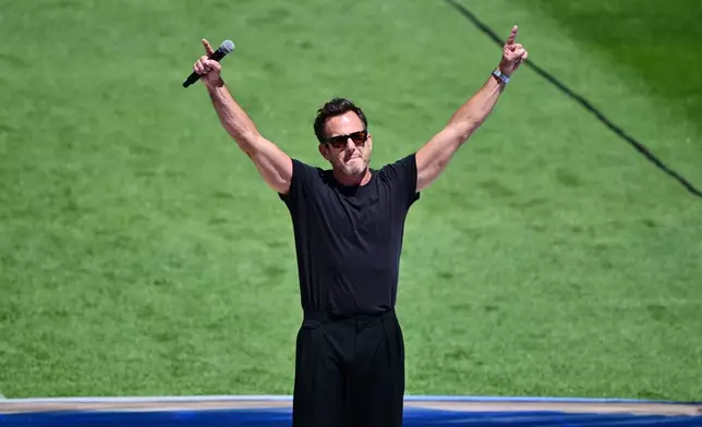 Entertainer Will Arnett speaks during opening ceremonies before the World Cup Group B soccer match between Canada and Bosnia, Friday, June 12, 2026, in Toronto.(Sammy Kogan/The Canadian Press via AP)