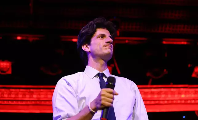 Democratic congressional candidate Jack Schlossberg speaks during an election night watch party Tuesday, June 23, 2026, in New York. (AP Photo/Heather Khalifa)
