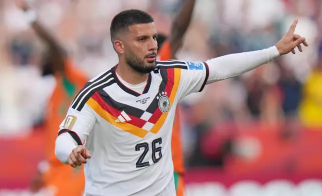 during the World Cup Group E soccer match between Germany and Ivory Coast in Toronto, Saturday, June 20, 2026. (AP Photo/Stephanie Scarbrough)