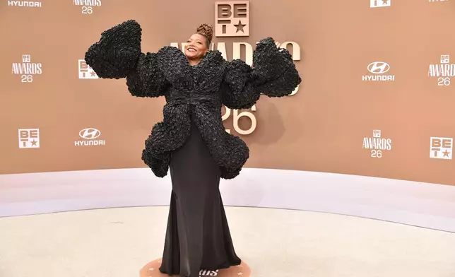 Queen Latifah arrives at the BET Awards on Sunday, June 28, 2026, at the Peacock Theater in Los Angeles. (Photo by Richard Shotwell/Invision/AP)
