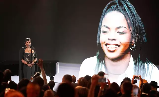 Tanya Trotter performs during the living legend tribute for Lauryn Hill at the BET Awards on Sunday, June 28, 2026, at the Peacock Theater in Los Angeles. (AP Photo/John Locher)