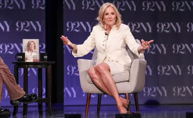 Educator and former First Lady of the United States Jill Biden in conversation at The 92nd Street Y on Tuesday, June 2, 2026, in New York. (Photo by Andy Kropa/Invision/AP)