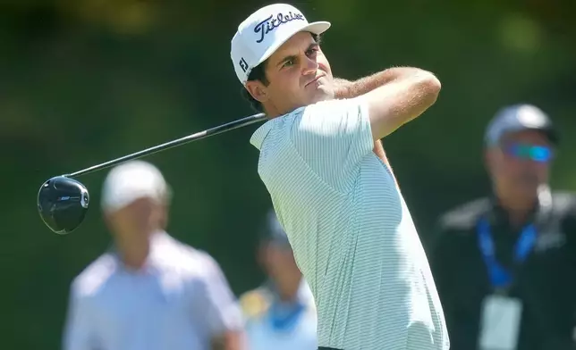 Jackson Suber tees off on the second hole during the third round at the Canadian Open golf tournament in Caledon, Ontario, Saturday, June 13, 2026. (Nathan Denette/The Canadian Press via AP)