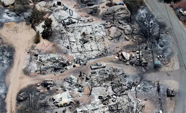 File - This July 3, 2013 aerial file photo shows part of Yarnell, Ariz. in the aftermath of the Yarnell Hill Fire. (AP Photo/Tom Tingle, File)