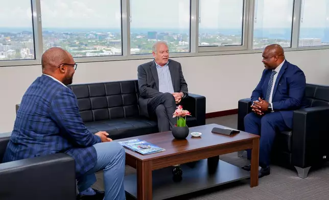 Figure 1: Lifezone Chairman, Keith Liddell, TNCL CEO, Benedict Busunzu with Tanzanian Treasury Registrar, Nehemiah Mchechu, ahead of meeting with H.E. President of Tanzania, Dr Samia Suluhu Hassan