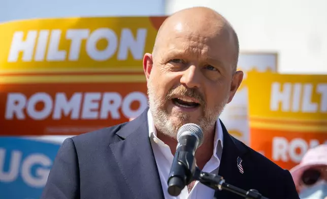 California Republican gubernatorial candidate Steve Hilton speaks during a campaign event on Wednesday, July 22, 2026, in Los Angeles. (AP Photo/Ethan Swope)