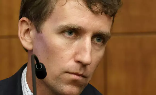 Patrick Clancy sits on the stand during the Lindsay Clancy murder trial at Plymouth Superior Court in Plymouth, Mass., on Wednesday, July 29, 2026. (David L. Ryan/The Boston Globe via AP, Pool)