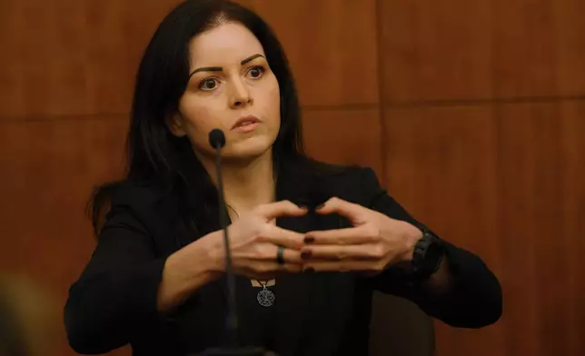 Duxbury firefighter Jennifer Stratton testifies during the murder trial for Lindsay Clancy at Plymouth Superior Court in Plymouth, Mass., on Thursday, July 30, 2026. (CJ Gunther/The Boston Herald via AP, Pool)