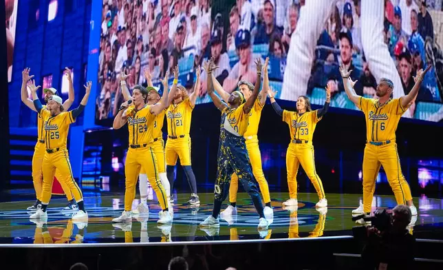 The Savannah Bananas perform at the ESPY Awards in the David H. Koch Theater at Lincoln Center Wednesday, July 15, 2026, in New York. (AP Photo/Frank Franklin II)