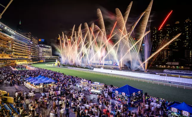 Fireworks light up the sky over Happy Valley as the curtain falls on an extraordinary 2025/26 Hong Kong racing season on Wednesday (15 July). Photo source: HKJC