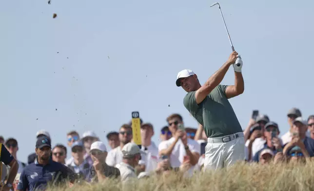 Brooks Koepka of the United States plays off the 7th tee during the first day of the British Open Golf championships at Royal Birkdale golf club, in Southport, England, Thursday, July 16, 2026. (AP Photo/Peter Morrison)