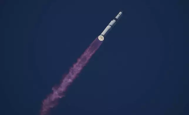 SpaceX's Starship rocket lifts off for a test flight from Starbase, Texas, Friday, July 24, 2026. (AP Photo/Eric Gay)
