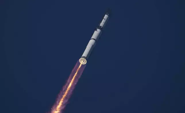 SpaceX's Starship rocket lifts off for a test flight from Starbase, Texas, Friday, July 24, 2026. (AP Photo/Eric Gay)
