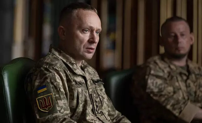 In this photo provided by the Ukrainian Presidential Press Office, new commander-in-chief of Ukraine's Armed Forces Mykhailo Drapatyi looks on during his meeting with Ukrainian President Volodymyr Zelenskyy in Kyiv, Ukraine, Monday, July 20, 2026. (Ukrainian Presidential Press Office via AP)