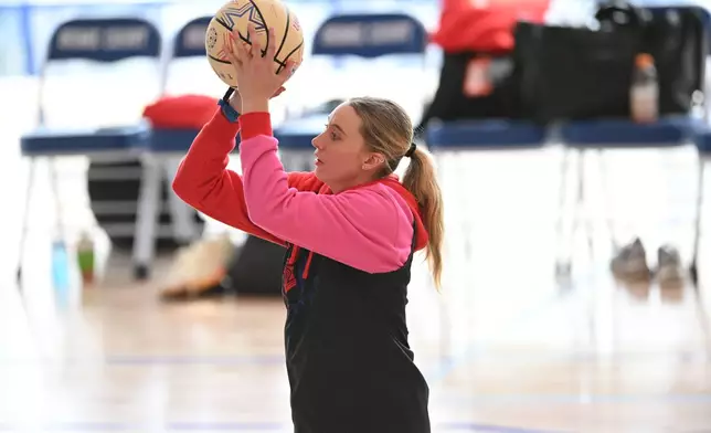 WNBA All Star Paige Buckers shoots during practice at the Obama Presidential Center in Chicago, Friday, July 24, 2026. (AP Photo/Paul Beaty)
