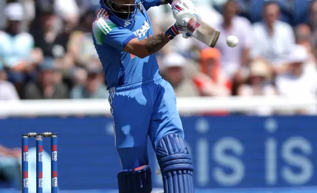India's Virat Kohli bats during the second ODI between England and India at Sophia Gardens, Cardiff, Wales, Thursday July 16, 2026. (Steven Paston/PA via AP)