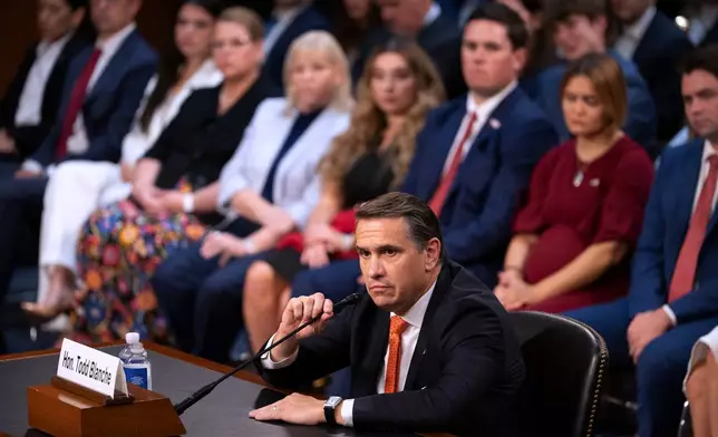 Acting Attorney General Todd Blanche appears before the Senate Judiciary Committee on Capitol Hill in Washington, Wednesday, July 15, 2026. (AP Photo/Mark Schiefelbein)