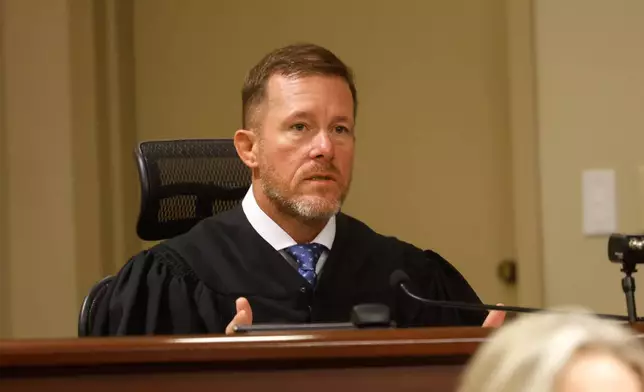 Judge Nicholas Primm speaks during Apalachee High School shooting suspect Colt Gray's sentencing hearing at Barrow County Superior Court in Winder, Ga., Tuesday, July 28, 2026. (Arvin Temkar/Atlanta Journal-Constitution via AP, Pool)