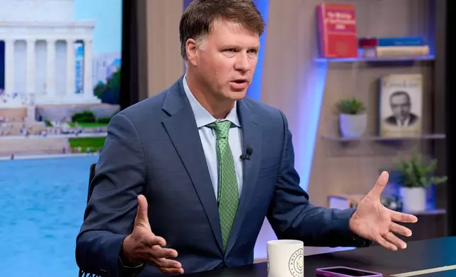 Ryan Grim records a segment for the YouTube daily news show, Breaking Points, Monday, July 27, 2026, in Washington. (AP Photo/Jacquelyn Martin)
