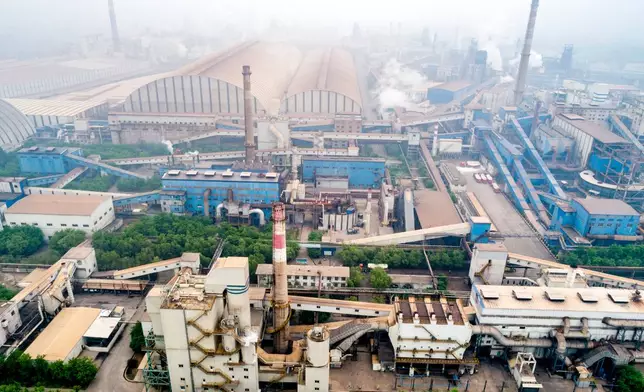 A view of the production base of Chinese steel manufacturer Jinye Group in Pingshan in northern China's Hebei province on May 6, 2020. (Chinatopix via AP)
