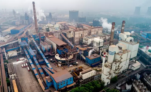A view of the production base of Chinese steel manufacturer Jinye Group in Pingshan in northern China's Hebei province on May 6, 2020. (Chinatopix via AP)