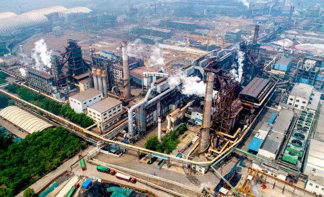 A view of the production base of Chinese steel manufacturer Jinye Group in Pingshan in northern China's Hebei province on May 6, 2020. (Chinatopix via AP)