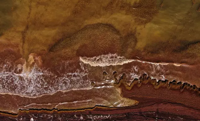Sargassum covers the coast of Tulum, Mexico, Thursday, July 30, 2026. (AP Photo/Fernando Llano)