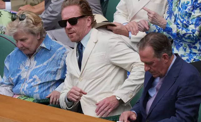 Actor Damian Lewis attends the royal box on day 12 of the Wimbledon Tennis Championships in London, Friday, July 10, 2026. (AP Photo/Kin Cheung)
