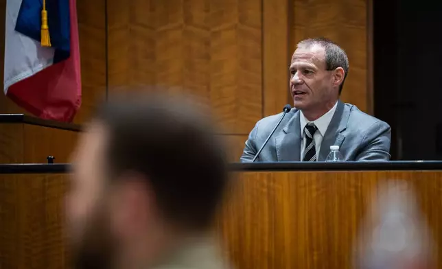 Agent Brian Davis, of the State Bureau of Investigation, testifies during a preliminary hearing for Tyler Robinson, the Utah man accused of fatally shooting Charlie Kirk, at the 4th District Court in Provo, Utah, Wednesday, July 8, 2026. (Tess Crowley/The Deseret News via AP)