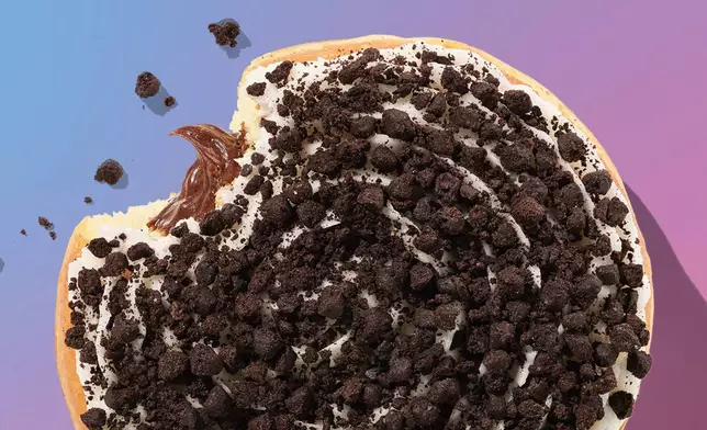 Dunkin’ introduces new Ice Cream Cake Flavored Donuts, filled with rich chocolate buttercreme and topped with smooth vanilla buttercreme and chocolate cookie crunch pieces, served in an individual donut box inspired by a classic ice cream cake.