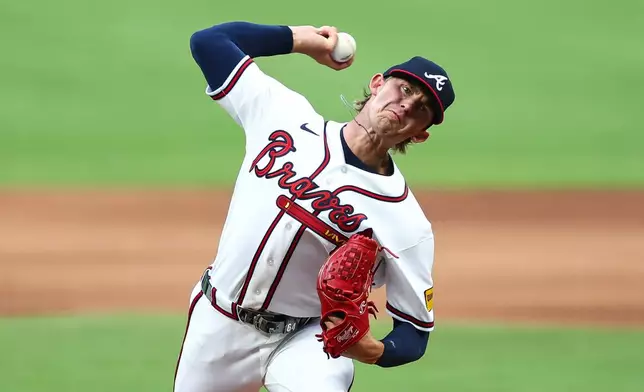 Atlanta Braves pitcher Hurston Waldrep delivers in the first inning of a baseball game against the St. Louis Cardinals, Thursday, July 2, 2026, in Atlanta. (AP Photo/Colin Hubbard)