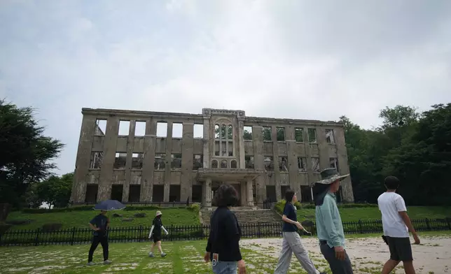 Former North Korean Worker's Party building is seen near the civilian control line in Cheorwon, South Korea, Thursday, July 16, 2026. (AP Photo/Lee Jin-man)