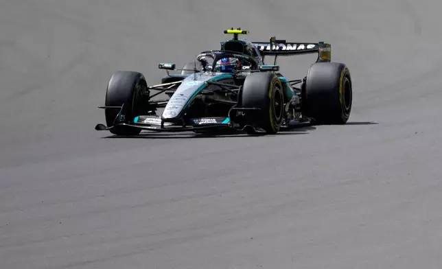 Mercedes driver Andrea Kimi Antonelli of Italy steers his car during the sprint race at the British F1 Grand Prix, in Silverstone, England, Saturday, July 4, 2026. (AP Photo/Darko Bandic)