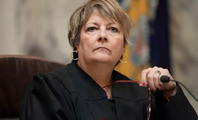 FILE - Wisconsin Supreme Court Justice Janet Protasiewicz attends her first hearing as a justice, Sept. 7, 2023, in Madison, Wis. (AP Photo/Morry Gash, File)