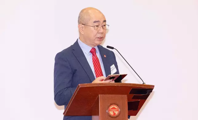 Prof Raymond Chan Hon-fu, Vice-President (Academics) cum Provost and Lam Man Tsan Chair Professor of Scientific Computing at Lingnan University speaks at the STEM Roadshow Competition.