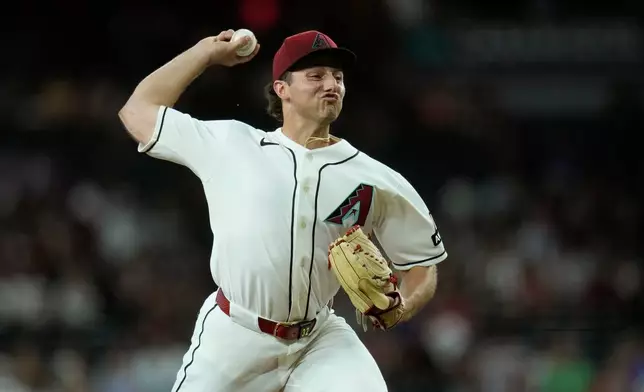 Arizona Diamondbacks starting pitcher Brandon Pfaadt throws against the San Francisco Giants during the first inning of a baseball game, Tuesday, June 30, 2026, in Phoenix. (AP Photo/Ross D. Franklin)