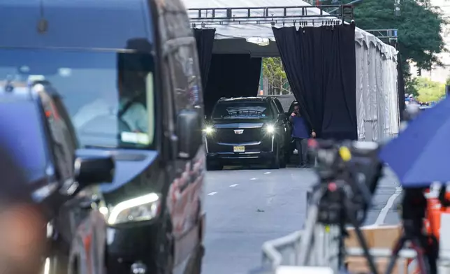 Guests arrive to Madison Square Garden ahead of a reported wedding between singer Taylor Swift and National Football League player Travis Kelce on Friday, July 3, 2026, in New York. (AP Photo/Ryan Murphy)