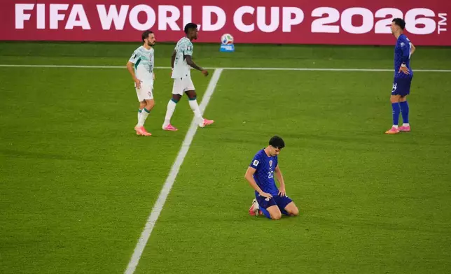 Croatia's Igor Matanovic (20) reacts after the World Cup round of 32 soccer match between Portugal and Croatia in Toronto, Thursday, July 2, 2026. (AP Photo/Sam Balkansky)