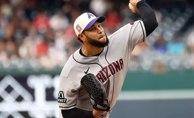 Arizona Diamondbacks pitcher Eduardo Rodriguez throws during the first inning of a baseball game against the Washington Nationals, Friday, July 24, 2026, in Washington. (AP Photo/Daniel Kucin Jr.)