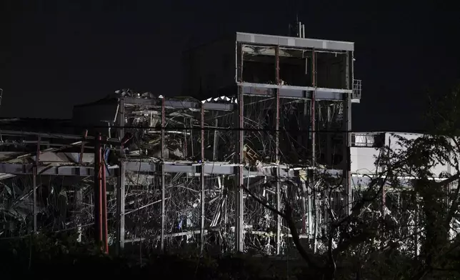 AEON Mall, which was destroyed by an explosion following an earthquake, is seen in Kashima, Kumamoto prefecture, southern Japan, Tuesday, July 28, 2026.(Kotaro Ueda/Kyodo News via AP)