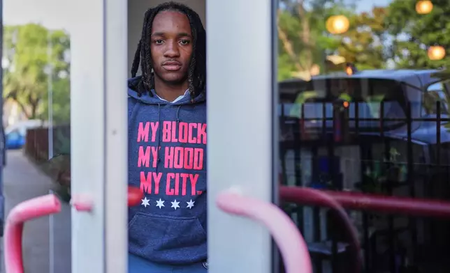 Damarion Spann poses for a portrait in Chicago, Monday, July 13, 2026. (AP Photo/Nam Y. Huh)