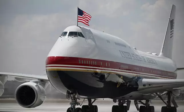 Air Force One carrying President Donald Trump arrives for the NATO summit in Ankara, Turkey, Tuesday, July 7, 2026. (Abdullah Güçlü, Pool Photo via AP)