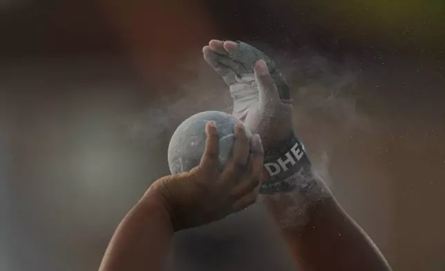 Jamaica's Lloydricia Cameron prepares for her throw in the women's shot put at the Commonwealth Games in Glasgow, Scotland, Wednesday, July 29, 2026. (AP Photo/Alastair Grant)