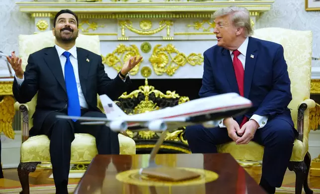 President Donald Trump meets with Iraq's Prime Minister Ali al-Zaidi in the Oval Office of the White House, Tuesday, July 14, 2026, in Washington. (AP Photo/Julia Demaree Nikhinson)
