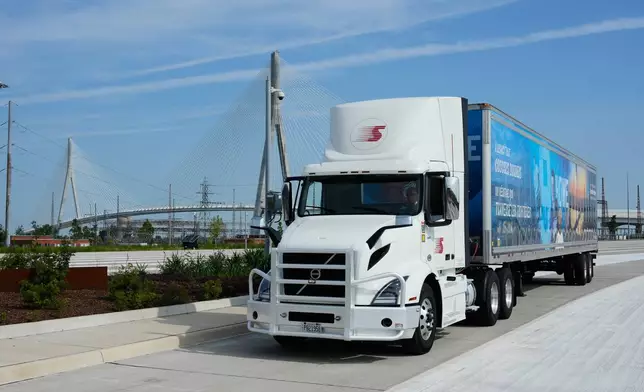 A truck is parked during a Canadian celebration marking the Gordie Howe International Bridge, which connects Detroit and Windsor, Ontario, on Friday, July 24, 2026, in Windsor, Ontario.(AP Photo/Paul Sancya)