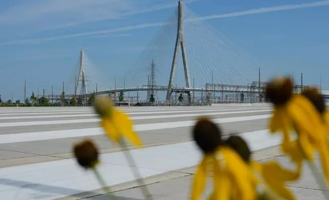 The Gordie Howe International bridge connecting Detroit and Windsor, Ontario is shown Friday, July 24, 2026, in Windsor. (AP Photo/Paul Sancya)