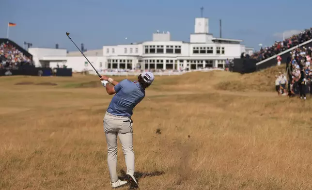 Cameron Young of the United States plays to the 18th green during the final day of the British Open Golf championships at Royal Birkdale golf club, in Southport, England, Sunday, July 19, 2026. (AP Photo/Peter Morrison)