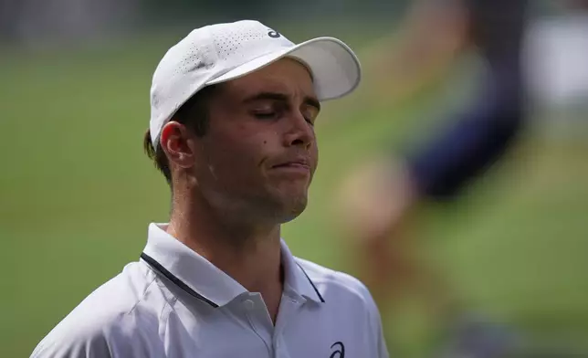 Arthur Fery of Britain reacts to losing against Alexander Zverev of Germany in their men's singles semifinal match at the Wimbledon Tennis Championships in London, Friday, July 10, 2026. (AP Photo/Brian Inganga)