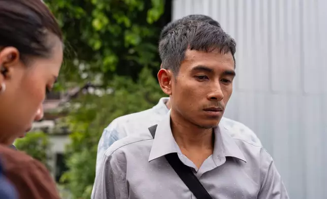 Noppadon Wongsuvan, a former sailor from the Thailand-flagged ship, the Mayuree Naree, is seen outside the Central Labour Court in Bangkok, Thailand on Friday, July 10, 2026. (AP Photo/Anton L. Delgado)