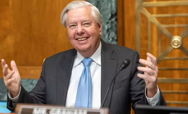 FILE - Senate Budget Committee Chair Sen. Lindsey Graham, R-S.C., arrives for a hearing on Capitol Hill in Washington, Jan. 22, 2025. (AP Photo/Jacquelyn Martin, File)